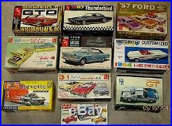10-vintage 1960s Model Car Kits W Boxes-amt-mpc-imc-ford Gt-customs-gto-& More