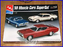 125 Scale Amt Ertl Vintage 3-car Set Muscle Car Superset In Box Skill 2 Ford