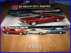 125 Scale Amt Ertl Vintage 3-car Set Muscle Car Superset In Box Skill 2 Ford