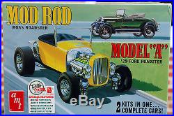 1929 Ford Model A Roadster Mod Rod 2 complete kits, 125, AMT 1002 neu 2016 neu