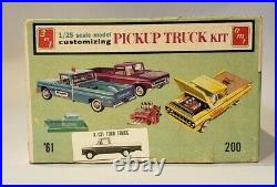 1960'S AMT 1961 Ford Pickup Truck & Trailer 3 In 1 Model Kit With Box