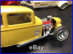 1/25 AMT Revell 1960s Built Drag Cars Ford 32 Roadster 32 Vicky X2 Trailer Nice