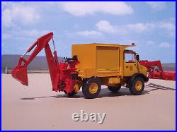 1/25 Mercedes Unimog 4x4 with front bucket and backhoe, built by Bill Ayer
