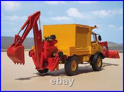1/25 Mercedes Unimog 4x4 with front bucket and backhoe, built by Bill Ayer