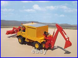 1/25 Mercedes Unimog 4x4 with front bucket and backhoe, built by Bill Ayer
