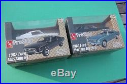 2 NIB AMT Mustang 1966 & 1967 Pro Shop Pre Painted Model Kits 1/25 White&Black