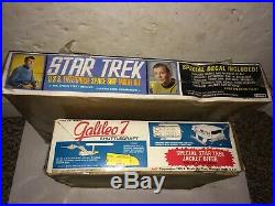 2 Vintage 60's/70's Star Trek AMT Model Kits, Sealed U. S. S. Enterprise, Galileo 7