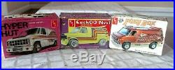 3-1970's-amt Custom Van Model Kits-chev-ford-huyer Hut-foxy Box-cuckoo Nest