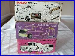 3-1970's-amt Custom Van Model Kits-chev-ford-huyer Hut-foxy Box-cuckoo Nest