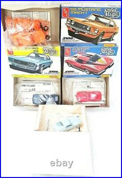 4 AMT Matchbox Street Magic 143 FORD MUSTANG & CAMARO Snap-Fit Model Kit Set`78