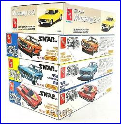 4 AMT Matchbox Street Magic 143 FORD MUSTANG & CAMARO Snap-Fit Model Kit Set`78