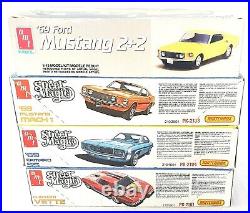 4 AMT Matchbox Street Magic 143 FORD MUSTANG & CAMARO Snap-Fit Model Kit Set`78