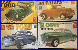 4 Classic Amt Kits, 39 Ford, 49, Ford, 40 Willys, 51 Chevy Model Car Hobby Kits