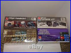 4 Vintage 90s Sealed Ford Car Model Kits, 63 Galaxie, 66 427 Fairlane, 66 T-Bird