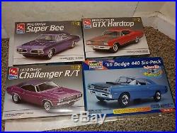 4 Vintage 90s Sealed Mopar Muscle Car Model Kits, Super Bee, GTX, Challenger R/T