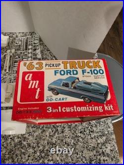 63 Ford F-100 Pickup Truck 1963 1/25 Model Kit AMT Vintage MIB NEW Unbuilt