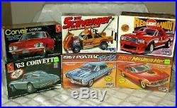 6-vintage Muscle Car Model Kits-amt-mpc-63 Corvette-corvair-mustang-gto-elcamino