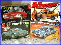 6-vintage Muscle Car Model Kits-amt-mpc-63 Corvette-corvair-mustang-gto-elcamino