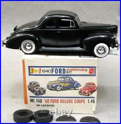 AMT #140-149 1940 FORD DELUXE COUPE model kit 125 PRO-BUILT & box p1