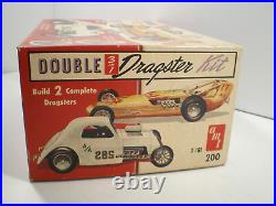 AMT 1961 ISSUE FIAT AND DRAGSTER 3 in 1 DOUBLE DRAGSTER MODEL KIT UNBUILT T-161