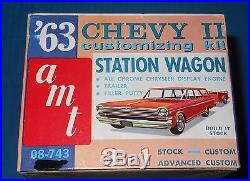 AMT 1963 Chevy II Station Wagon-3 in 1 Kit withTrailer 08-743-Near MINT-Complete