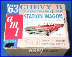 AMT 1963 Chevy II Station Wagon-3 in 1 Kit withTrailer 08-743-Near MINT-Complete