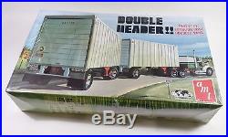 AMT 1/25 Double Header Trailer Van box container model kit 38684 tractor truck w