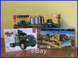 AMT 1/25 Mack R685ST, AMT 1/25 Lowboy Trailer, and Construction Bulldozer