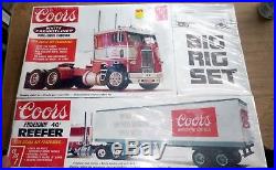 AMT COORS BIG RIG SET WHITE FREIGHTLINER With40' REEFER MODEL CAR MOUNTAIN 1/25 FS
