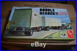 AMT Double Header 1/25 2 27' Exterior Post Trailers Model Kit New Sealed