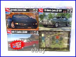 AMT Ertl Model Kit Value Pack Corvette, 68 El Cam SS396, 70 Monte Carlo SS 454