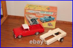 Amt 1960 Ford Pickup Truck Red With White Top Pro Built Kit With Trailer Box