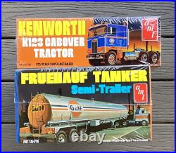 Amt 1/25 Kenworth K-123 Cabover Gulf Transport Truck & Trailer Model Kits # 1433