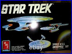 Amt/ertl U. S. S. Enterprise, Adversary 3 Pc. Plastic Model Kits, Star Trek, Nmib