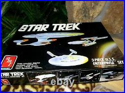 Amt/ertl U. S. S. Enterprise, Adversary 3 Pc. Plastic Model Kits, Star Trek, Nmib