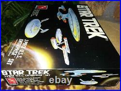 Amt/ertl U. S. S. Enterprise, Adversary 3 Pc. Plastic Model Kits, Star Trek, Nmib