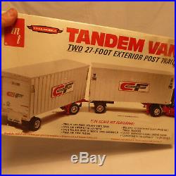 Hole in package AMT TANDEM VANS two 27-foot ext post tralers 1/25 vintage