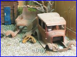 LARGE JUNKYARD DIORAMA built by a long time builder sold as is AND AS USED