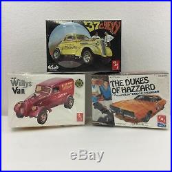 LOT 3 AMT Model Car Building Kits Dukes of Hazard, Willy's Van,'37 Chevy