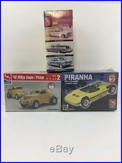 LOT 3 AMT Model Car Building Kits Piranha,'40 Willys Coupe/Pickup, El Camino