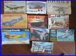 LOT of 10 Vintage Model AirPlane Kits 1/72 AMT MPC Heller Hobby Craft Matchbox
