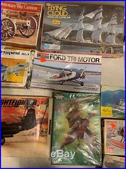 Lare Lot Of 20 Vintage Model Kits Life Like Ertl Amt Italieri Matchbox Vintage