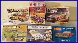 Lot 6 Vintage Toy Model Car Kits, 71 Duster, 76 Dart, Nitro Charger, AMT, MPC
