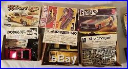 Lot 6 Vintage Toy Model Car Kits, 71 Duster, 76 Dart, Nitro Charger, AMT, MPC