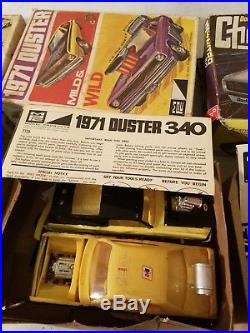 Lot 6 Vintage Toy Model Car Kits, 71 Duster, 76 Dart, Nitro Charger, AMT, MPC