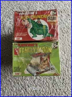 Lot Of 2 AMT FLINTSTONE'S 1974 NEW SEALED Model Kits FAMILY SEDAN ROCK CRUNCHER