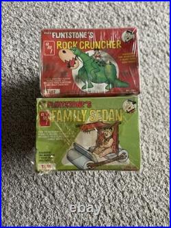 Lot Of 2 AMT FLINTSTONE'S 1974 NEW SEALED Model Kits FAMILY SEDAN ROCK CRUNCHER