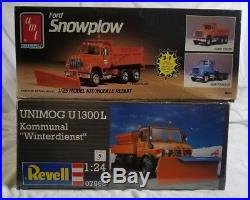 Lot Of 2 Revell/AMT Unimog U1300L Snow PlowithFord Snowplow Model Kits