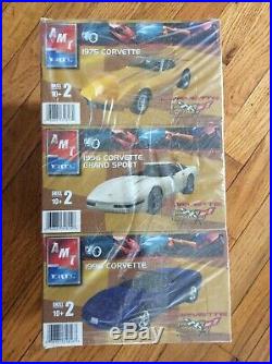 Lot Of 3, Amt Ertl, Corvette 50th Anniv. Edit. Model Kits, 1975, 1996, 1998, New