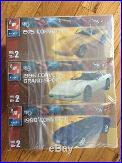 Lot Of 3, Amt Ertl, Corvette 50th Anniv. Edit. Model Kits, 1975, 1996, 1998, New